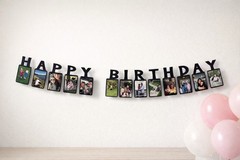 Birthday Party Decorations • Happy Birthday Photo Banner Black