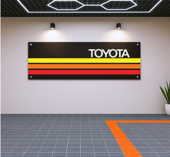 Decoration Toyota Retro Stripes Flag Banner 71×24 – Vintage Garage Wall Decor