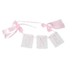One Pink Tassel Highchair Banner Durable Bow Design Birthday Party Decor