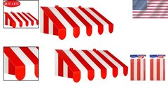 Circus Carnival Red & White Awnings – 3D Wall Decor 2-Pack
