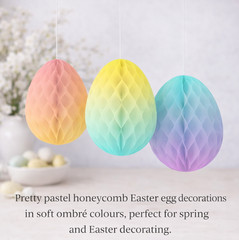 Pastel Easter Egg Decorations Honeycomb Hanging Egg Decorations 18cm x 3