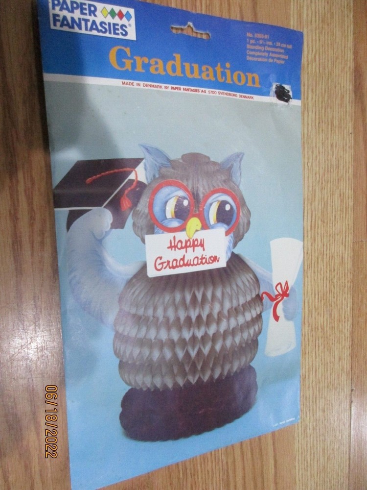 Vintage Graduate Centerpiece Decoration 1990’s Paper Fantasies NOS U Pick