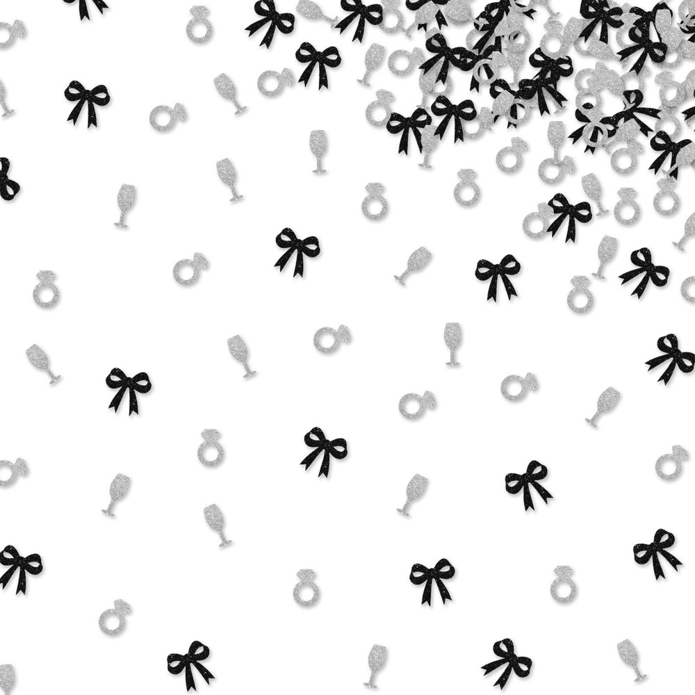 120 PCS Shes Tying The Knot Bridal Shower Confetti Black Bow Bachelorette