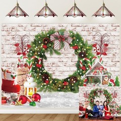 Christmas Theme Backdrop 8x6ft Merry Christmas White Brick Wall Photography Bac