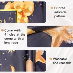 Stunning Black and Gold Birthday Party Backdrop – Durable 73 x 43 Inch Fabric