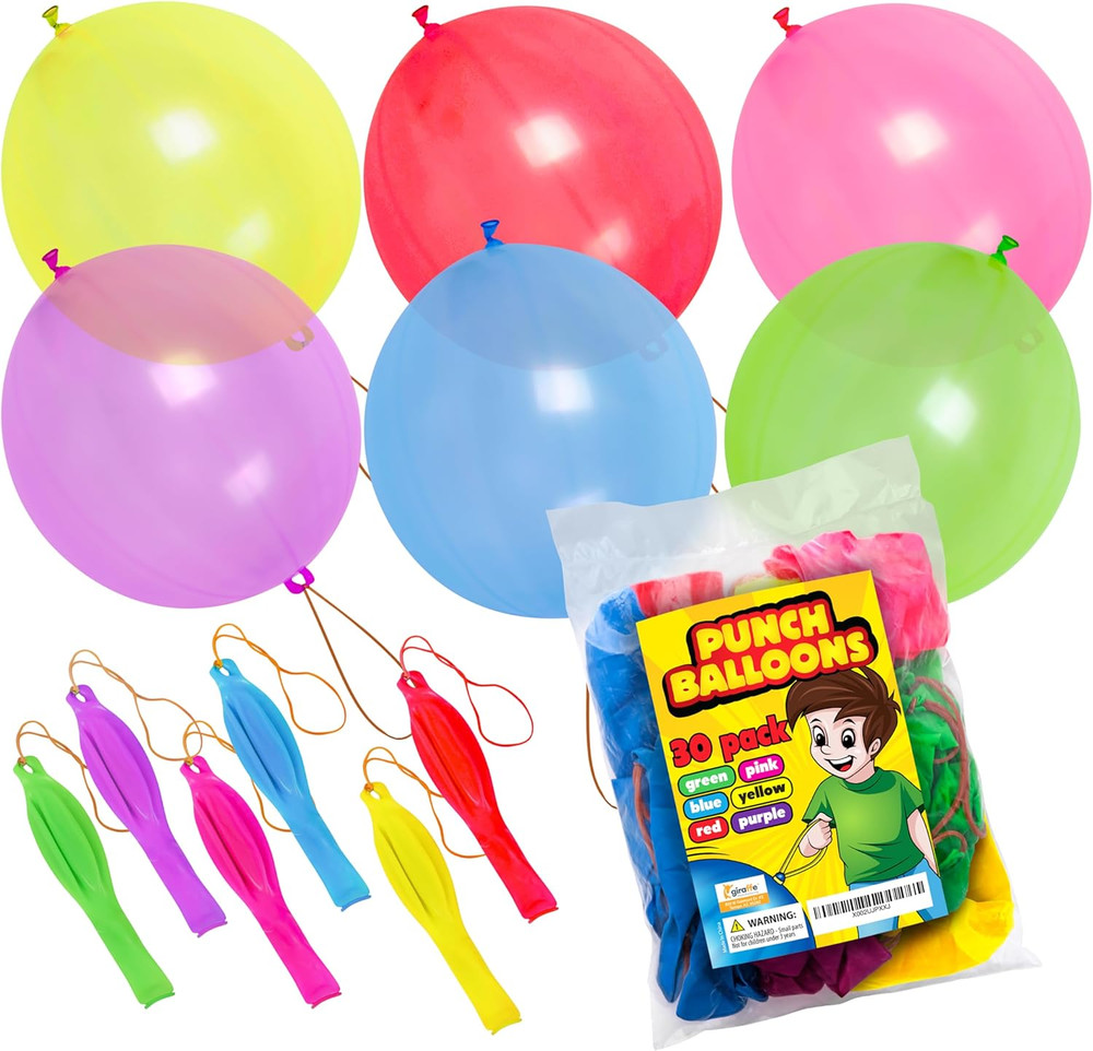 Giraffe 30 Pack Punch Balloons Valentines Party Favors for Kids- 18 Inches Large