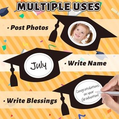 50Pcs Graduation Hat Cutouts Grad Black Caps Tassel Paper Cut-Outs with 100Pc…