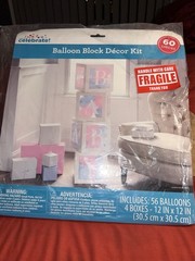Way to Celebrate! Balloon Block Décor Kit 60 Pieces Pink Blue Baby Shower Party