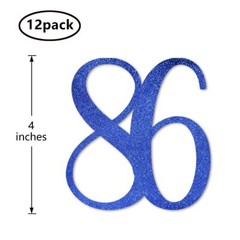 Blue Glitter 86th Birthday Centerpiece Sticks 12-Pack Number 86 Table Topper …