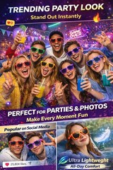 12 Pack 6 Colors Pixel Sunglasses, Video Game Cool Style Glasses Party Favors…