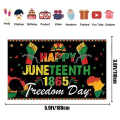 Large 71″ X 43″ Juneteenth Backdrop, Happy Juneteenth Decorations Banner, June..