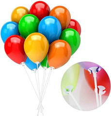 Upgraded Version 100 Pieces White Plastic Balloon Sticks Holders and Cups for Ch