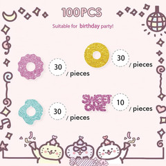 100Pcs Donut One Confetti, Gold Glitter Donut Grow up Paper Scatter, Sweet One P