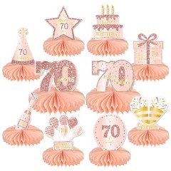 70th Birthday Honeycomb Table Centerpieces Rose Gold Pink Party Decorations 10pc