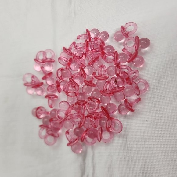 Pacifier Baby Shower Decorations Plastic Small Pink 45 Pieces