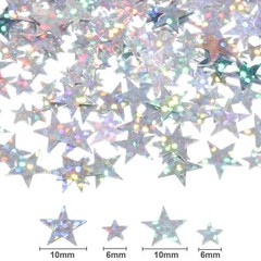 60g Silver Glitter Star Confetti 10mm 6mm Metallic Foil Table Wedding Decor