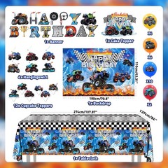 Monster Truck Birthday Decorations Party Decorations Set Include Truck Balloo…