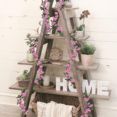 2 Pcs Artificial Flowers Garland for Outdoors Pink Faux Gardenia Garland 12Ft