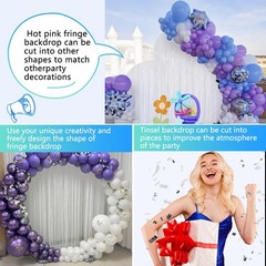 2 PCS White Foil Fringe Backdrop Curtains 3.3×8.2 FT Tinsel Streamers Decor
