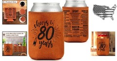 Funny 80th Birthday Gift – Vintage 1946 Leather Beer Cooler Sleeve for Him/Her