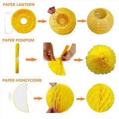 Colorful Decoration Set – 36 Pcs Lanterns, Pompoms, Honeycomb Decorations for…