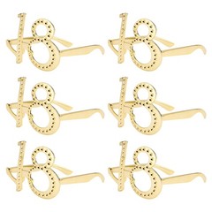 6-Pack Birthday Glasses with Rhinestones, 18th Photo Booth Props [Gold]