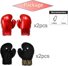 Boxing Birthday Party Decorations，Red Black Boxing Gloves Foil Balloons,Wrestlin