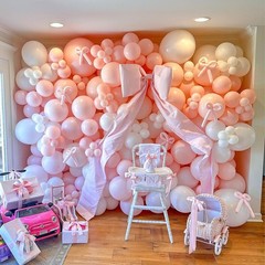 Coquette Decorations, 149 Pcs Pink and White Bow Balloon Garland Arch Kit for…