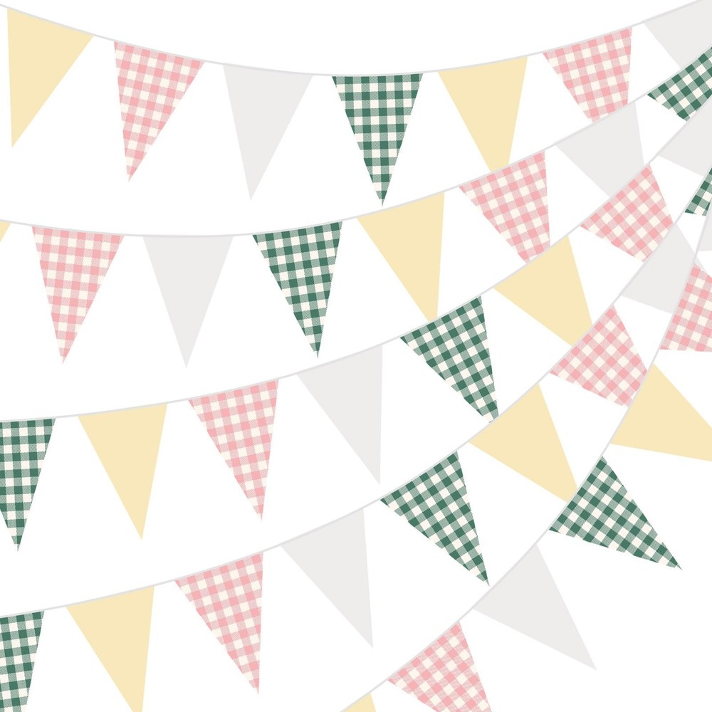 49ft Pink Green Gingham Camp Bride Banner Camping Bachelorette Decorations Pi…