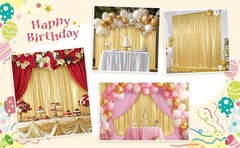 10x10ft Gold Sequin Backdrop Curtains, Wrinkle Glitter Backdrop Drapes for