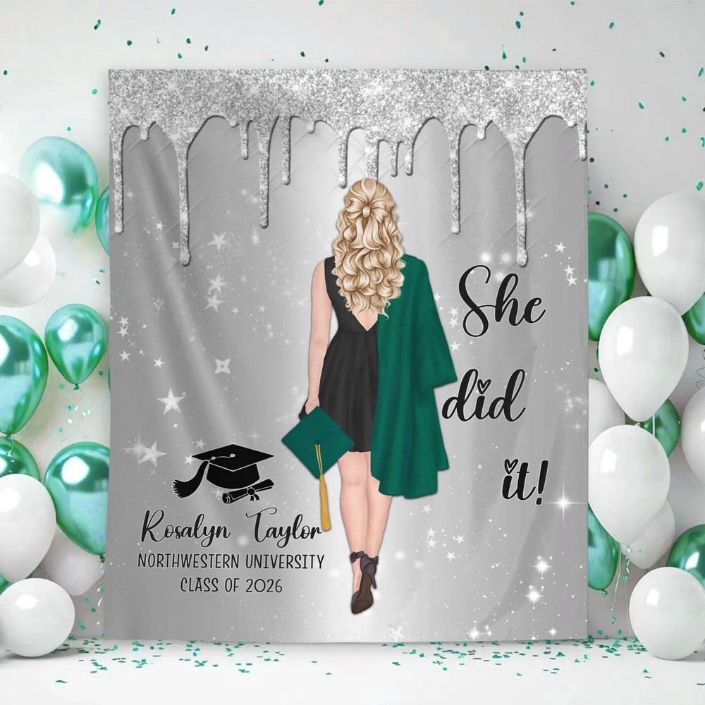 Personalized Graduation Party Backdrop, Custom Class of 2026 Banner Decor Gift