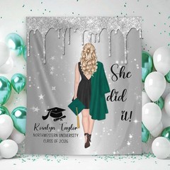 Personalized Graduation Party Backdrop, Custom Class of 2026 Banner Decor Gift