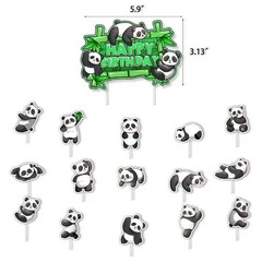 Cute Panda Theme Birthday Party Decorations Set Banner Balloon Cake Toppers