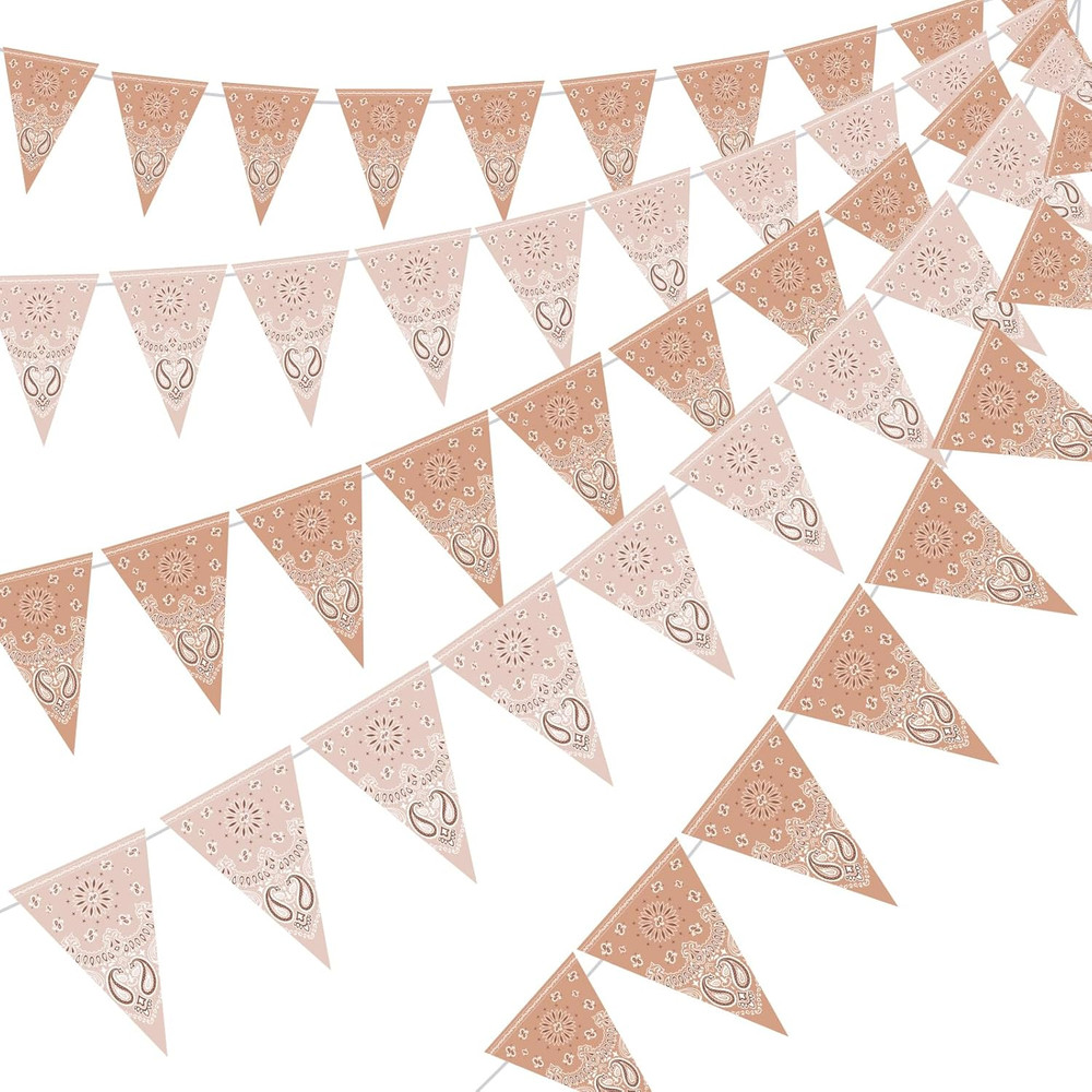 5 Pack Western Cowboy Party Decorations Bandana Pennant Banner Rodeo Party Decor