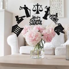 12 PCS 2026 Senior Graduation Cap Blue Flower Centerpiece Sticks Girl