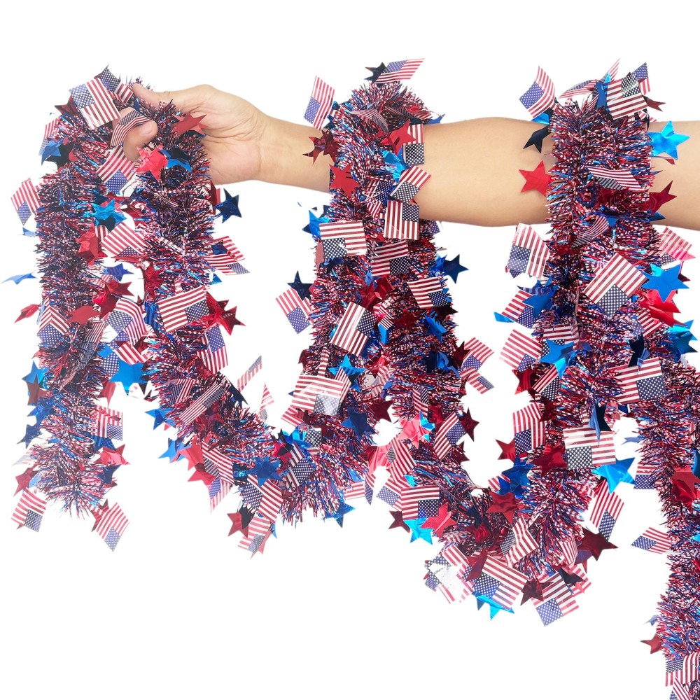 4th of July Decorations, 52.5ft Red White and Blue Tinsel Garland, Patriotic …