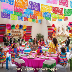 1 Pack 18 Ft Mexican Party Banner Cinco De Mayo Decoration, Plastic