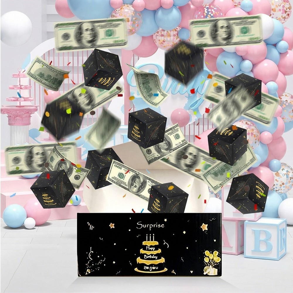 Birthday Surprise Gift Box Explosion for Money, Exploding Money Gift Box for Cas