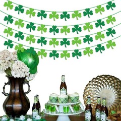 St. Patrick’s Day 4PC Felt Shamrock Garland Banner for Irish Party Decor