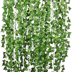 DearHouse 84 Feet 12 Strands Artificial Ivy Leaf Plants 12pcs Vine, Green