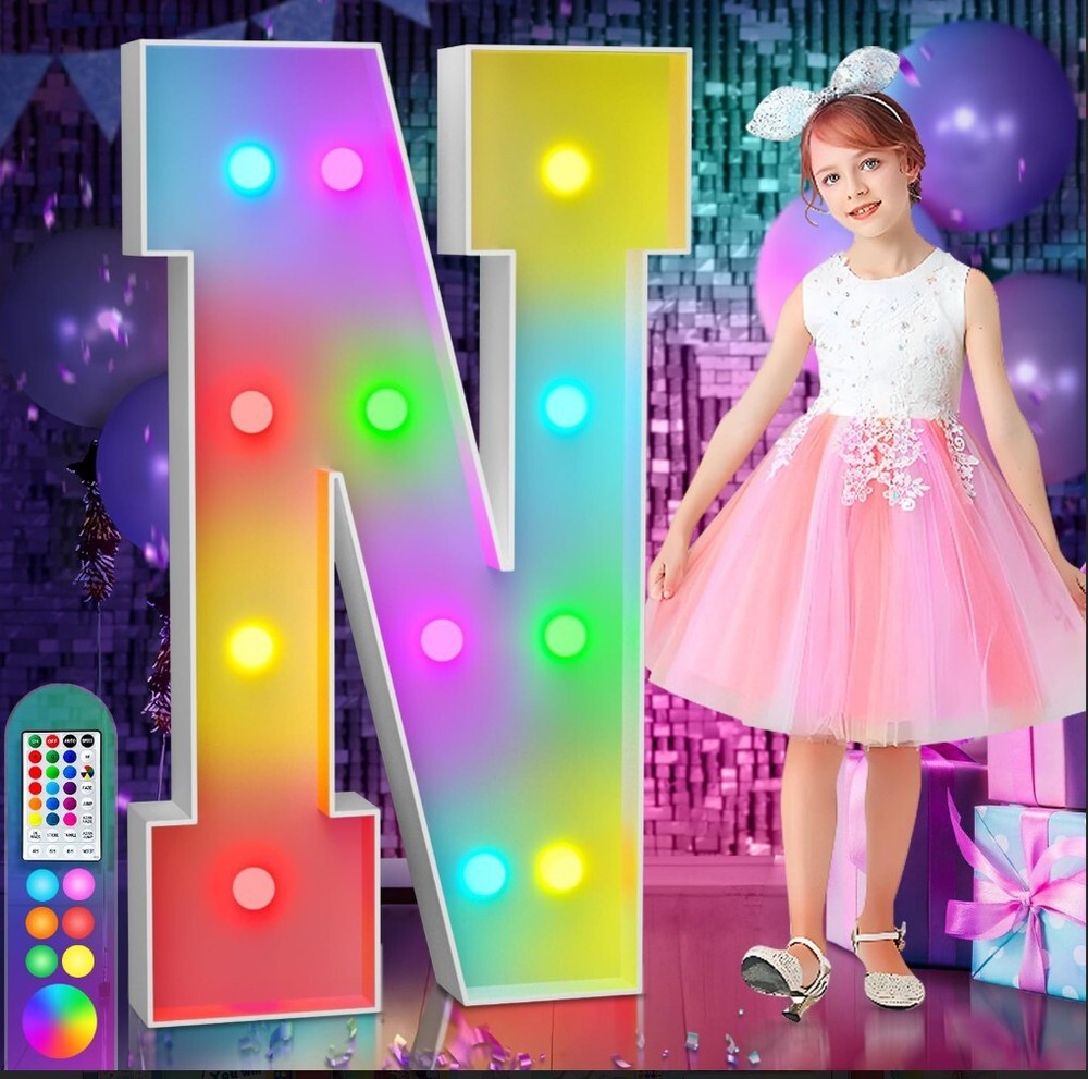 imprsv 4FT Marquee Light Up Big Letter N Birthday Decorations DIY Party