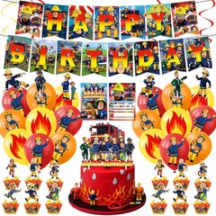 Fireman Sam Birthday Party Decor Supplies Balloons Banner Cake Toppers Kids