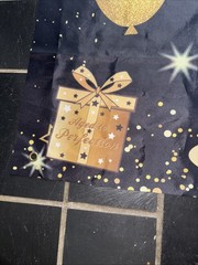 Happy 40th Birthday Banner Cloth Fabric sign 72 X 36 Black gold Decor Celebrate
