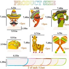 12pcs Fiesta Mexican Party Table Decoration Centerpiece 8” Paper 5 Cinco De