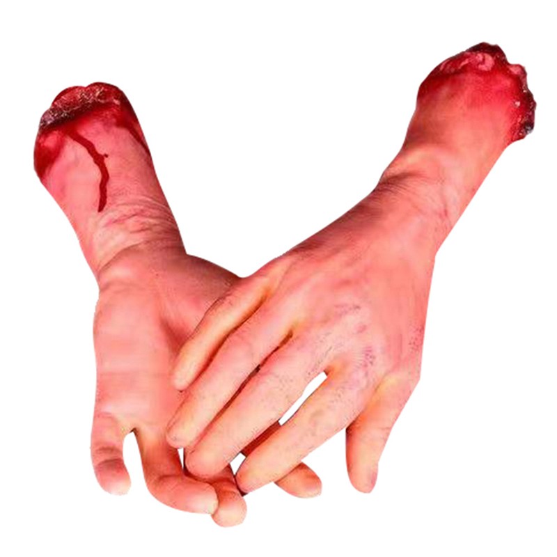 2X Realistic Severed Bloody Rubber Hand Fake Hand Prop Halloween Decor Bloody