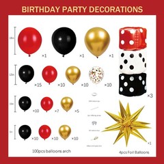 104pcs Casino Party Decorations Balloon Garland Arch Kit with 3 Giant Foil Di…