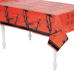 Chinese New Year Red Plastic Bamboo Tablecloth 54×108 Dragon Bamboo China
