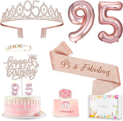 95Th Birthday Decorations for Her Women, Including 95 Year Old Birthday Cake Top