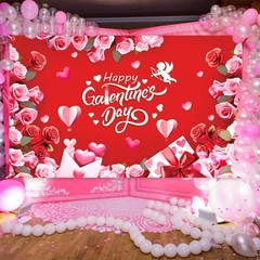 Large 71 X 43 Inch Happy Galentines Day Backdrop Banner, Red Pink Galentines Day
