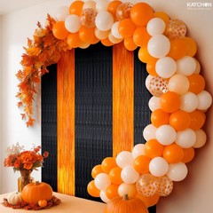 , Graduation Decoration Set – Pack Of 54 | Orange and Black Fringe Backdrop w…
